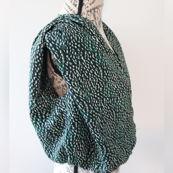 Express Crop Blouse Green Black Wrap Size Small - Picture 5 of 5